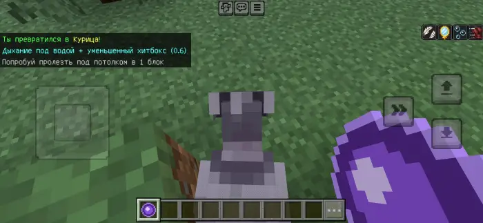 Player morphs into a chicken with menu item