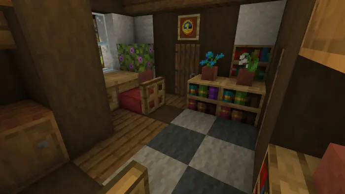 Cozy medieval homestead bedroom interior