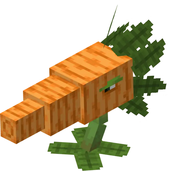 Blocky orange plant creature with leafy base