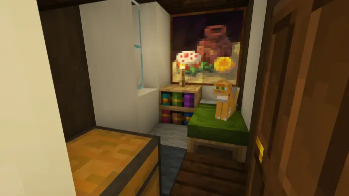 Cozy cottage room with bed and chest