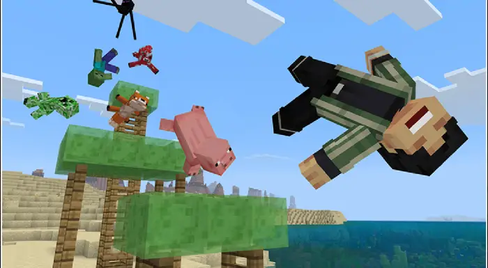 Characters and mobs flying from slime blocks