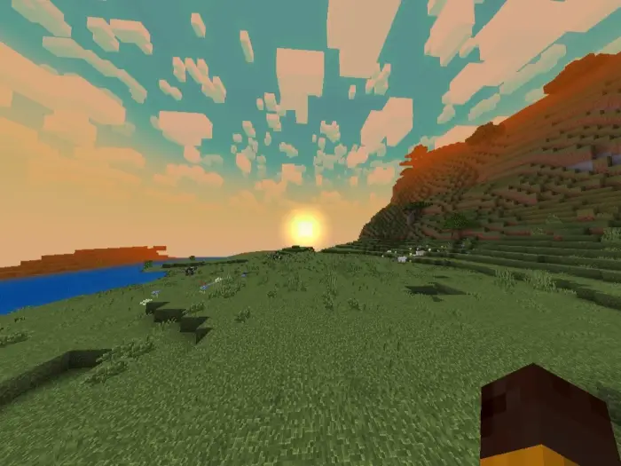 Golden sunset sky with soft cube clouds