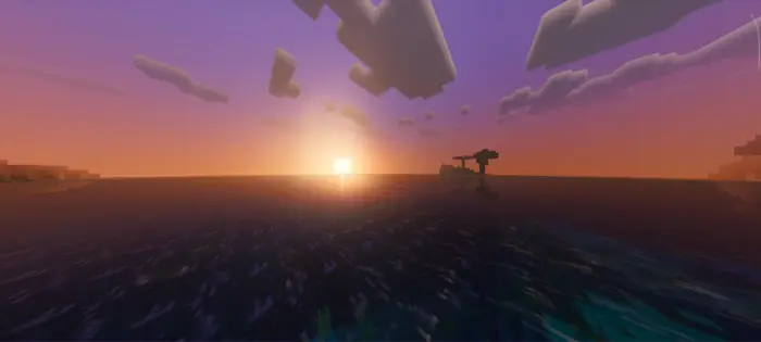 Sunset over water with enhanced lighting