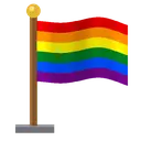 Animated rainbow pride flag on a pole