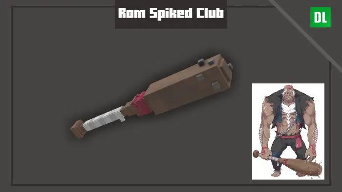 Blocky spiked club and character artwork