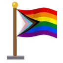 Progress pride flag waving on a pole