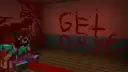 Bloody message on eerie, dimly lit wall