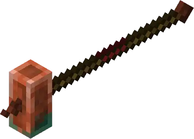 Pixelated copper and wood crossbow weapon