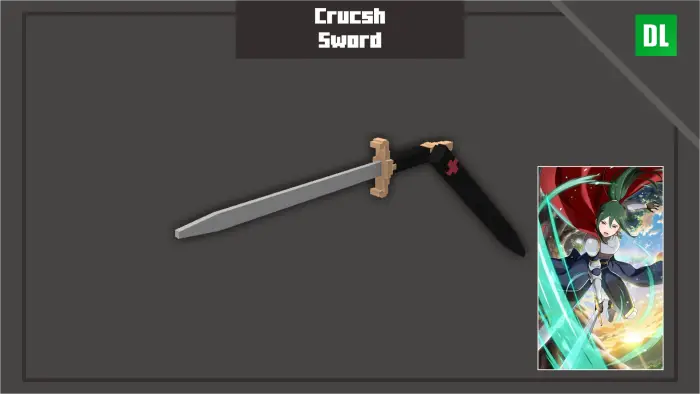 Pixelated sword with anime character art