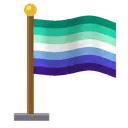 Waving pride flag with green and blue stripes