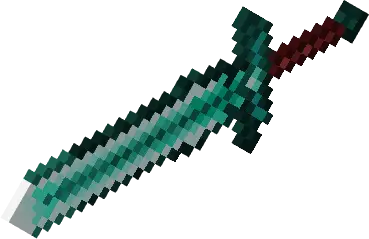 Pixelated fantasy sword with teal blade