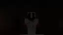 Shadowy figure in a dark, eerie hallway