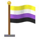 Nonbinary pride flag waving on a pole