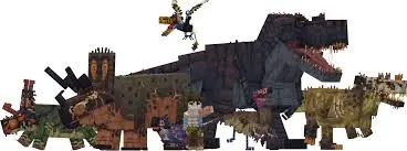 Blocky dinosaurs and ancient creatures lineup