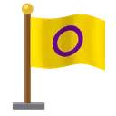 Yellow intersex pride flag on a pole