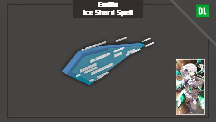 Blue ice shard weapon with Emilia artwork