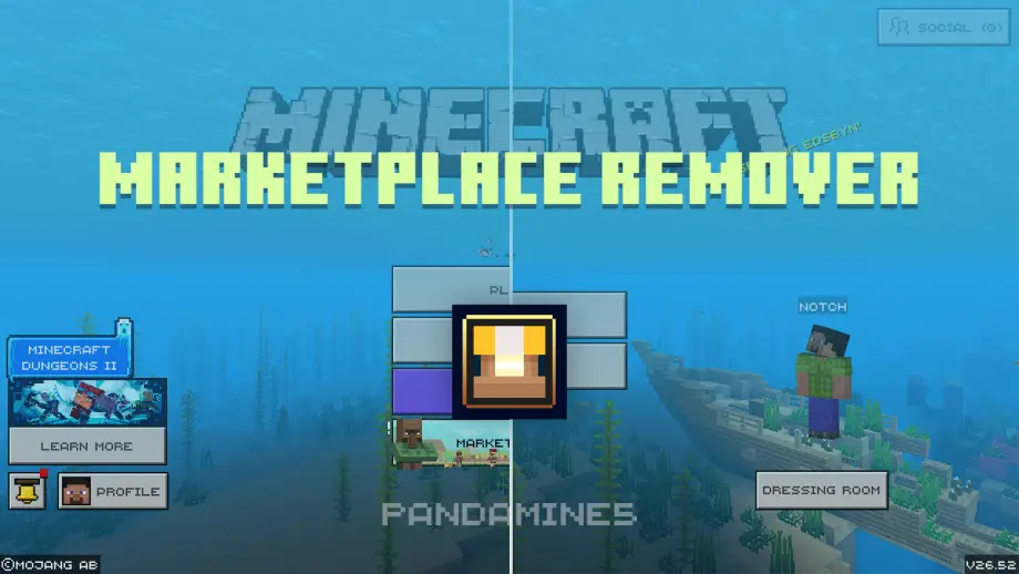 Thumbnail: PandaMine's Marketplace Remover (Marketplace Hider) | No Marketplace, Minecoins, Realms