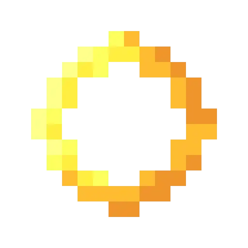 Pixel art golden ring on a black background