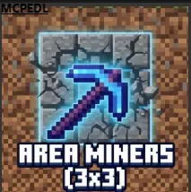 Pixel pickaxe breaking 3x3 stone blocks