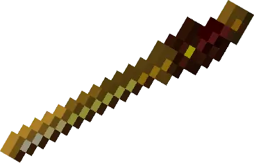 Pixelated golden sword with a red gem