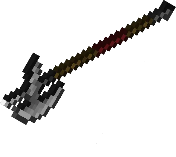Pixelated fantasy battle axe on dark background