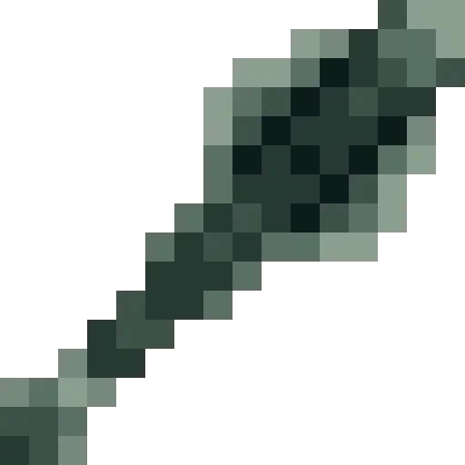 Pixelated fantasy staff with a dark gem
