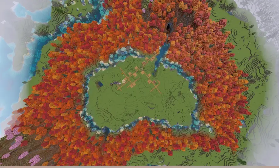 Thumbnail: Village With Poplar Ring + End Portal Seed