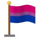 Animated bisexual pride flag on a pole