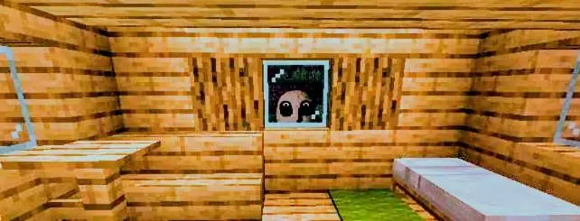 Creature with large eyes peeks through window