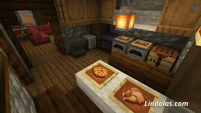 Cozy medieval kitchen with food and tools