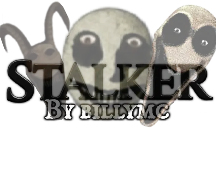 Three analog-horror stalker creature faces