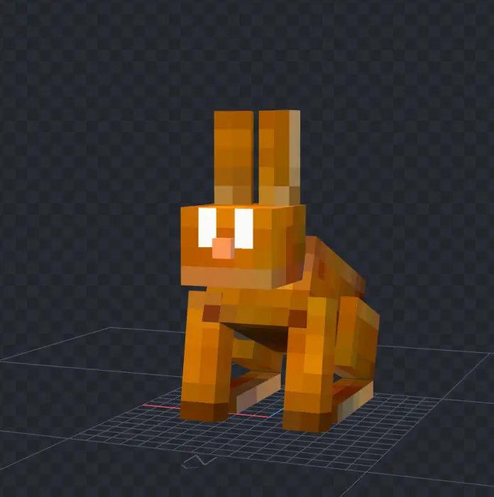 Blocky zombified rabbit with glowing eyes