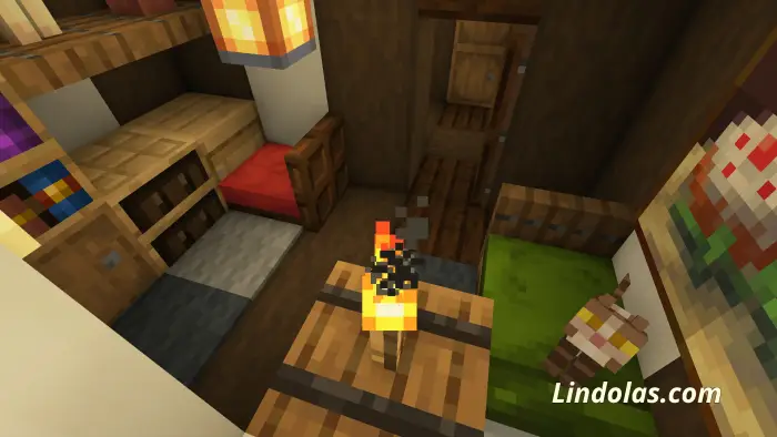 Cozy medieval house interior with beds