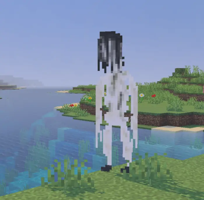 Ghostly mob figure stands near a river