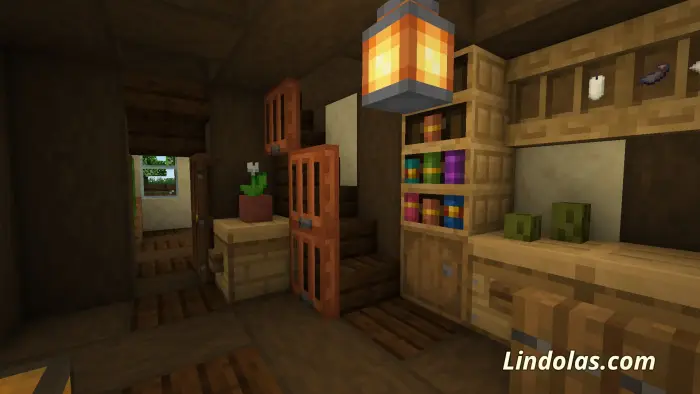 Cozy medieval house interior with bookshelves