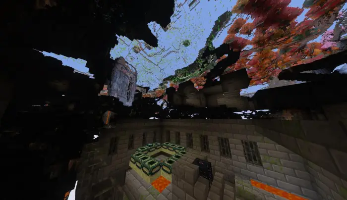 End portal room beneath autumn forest ring