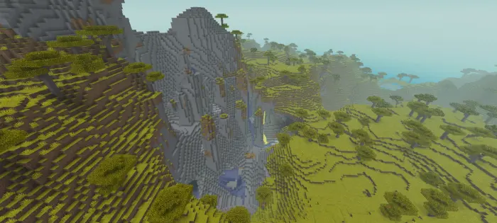Savanna mountains with canyons and trees