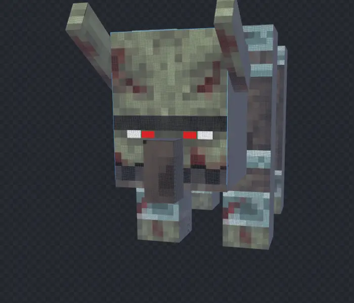 Blocky zombie beast with glowing red eyes