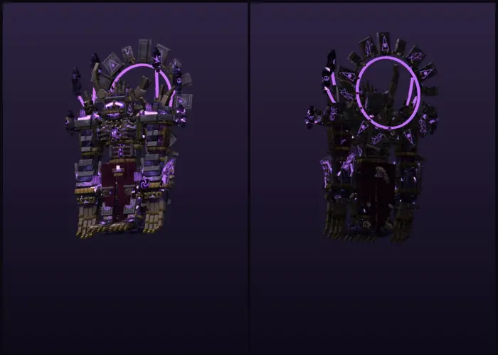 Colossal dark fantasy boss with purple aura