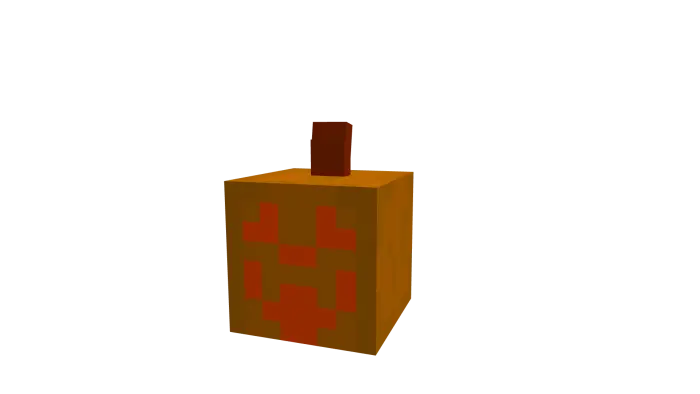 Blocky pumpkin with a pixelated face