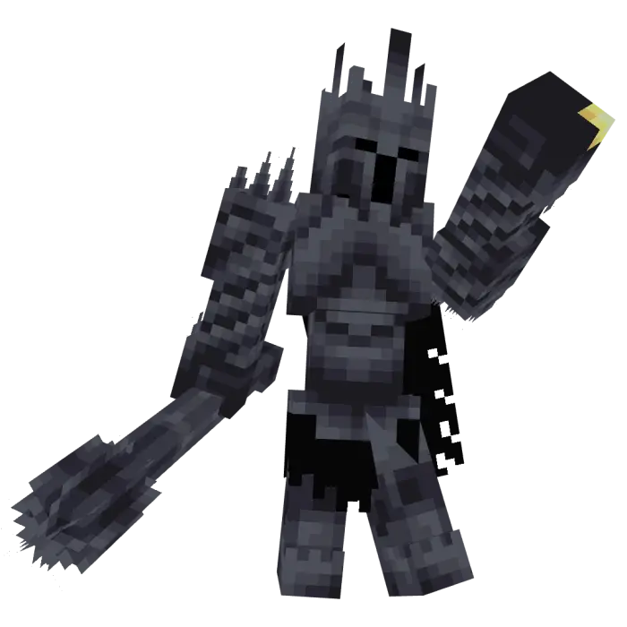 Blocky armored boss with spiked mace weapon