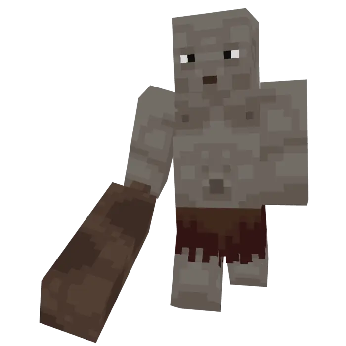 Blocky stone giant holding a wooden club