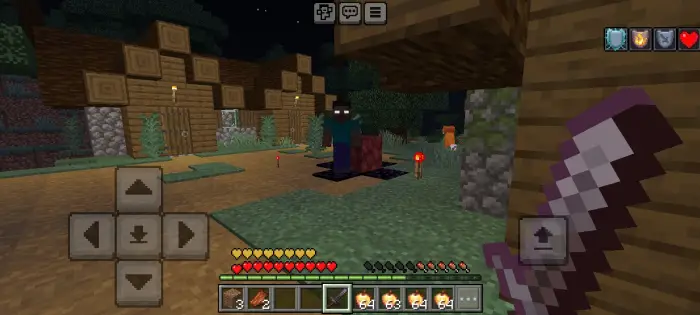 Herobrine fica perto de tochas de redstone &agrave; noite.