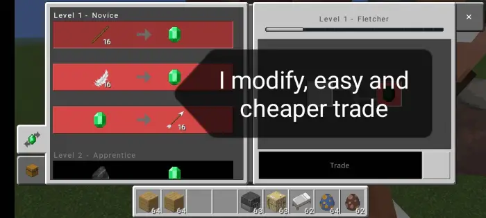 Villager trades menu with cheaper options