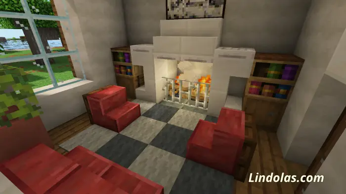 Cozy villa living room with fireplace