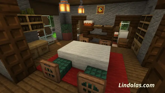 Cozy cottage interior with dining table