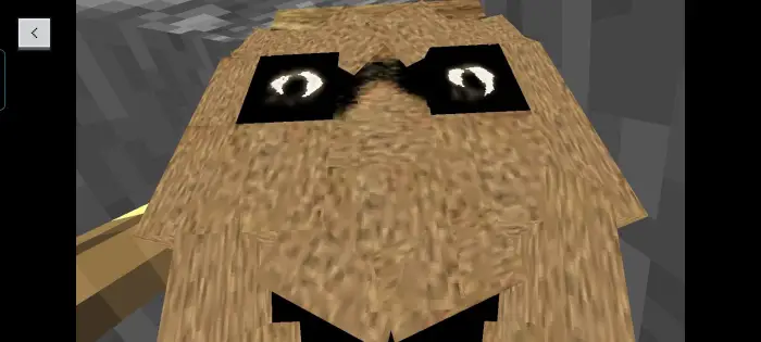 Blocky analog-horror creature close-up