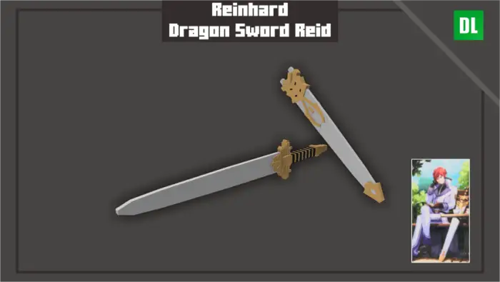Two stylized swords with gold hilts