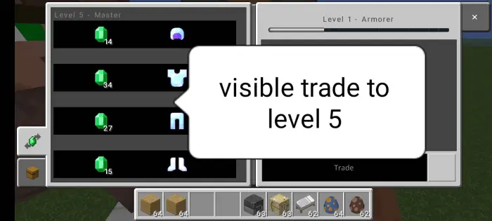 All villager trade levels shown