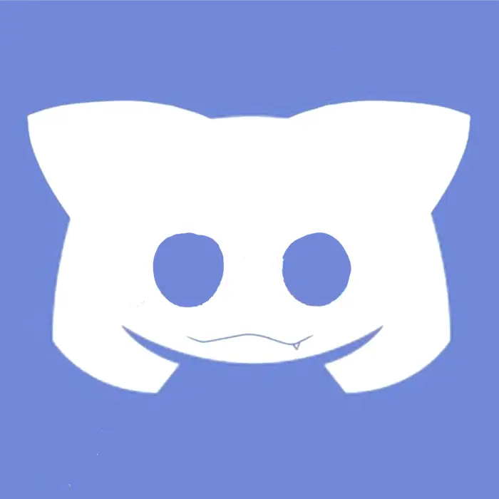 Cat-like Discord icon on blue background
